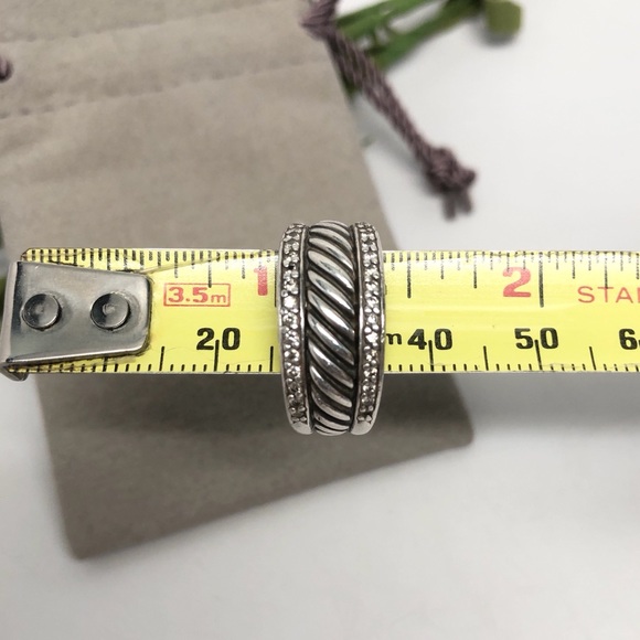 David Yurman Diamond Thoroughbred Cable Band Ring .925 - Picture 6 of 10